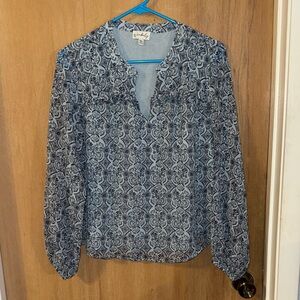 Wonderfly Petite Blue Pattered Blouse